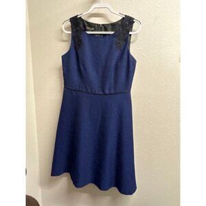 Black Label By Evan Picone Women's Blue Textured Floral Sleeveless Dress Size 10